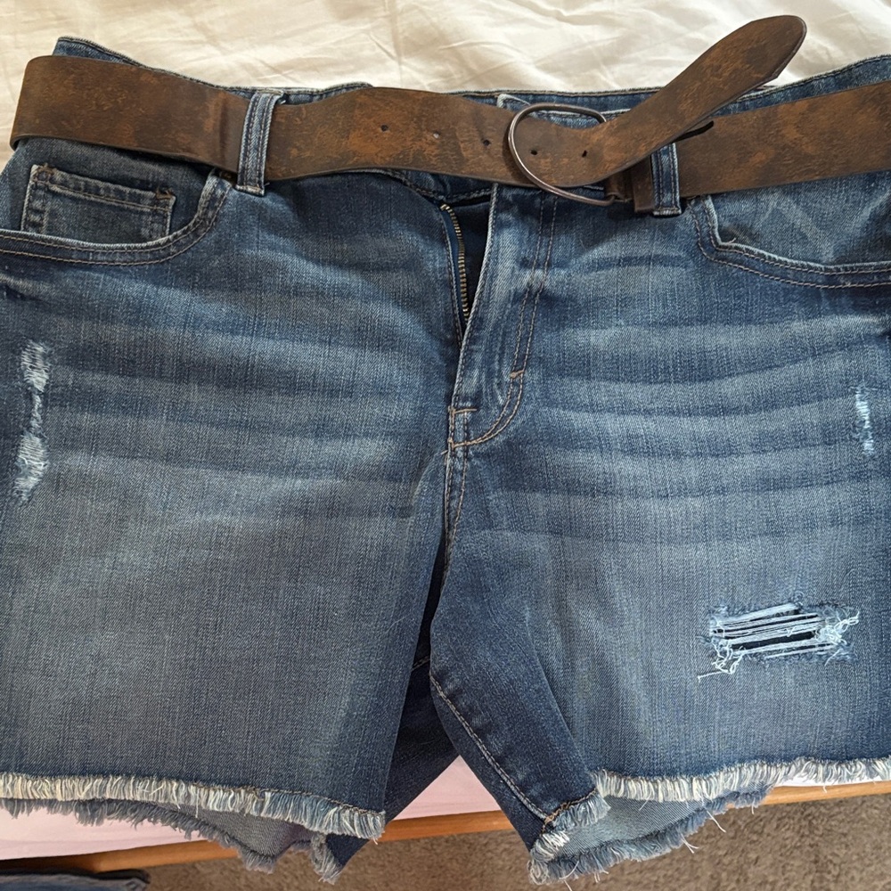 Style & Co. Blue Jean Shorts with Dark Brown Belt